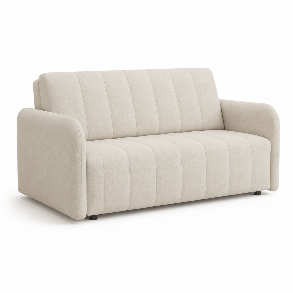 Divano a 2 posti in poliestere beige con braccioli, 160 x 82 x 82 cm