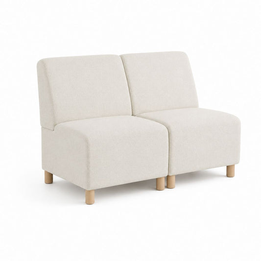 Divano modulare rettangolare a 2 posti, composto da 2 moduli in tessuto crema, 140 x 80 x 82 cm