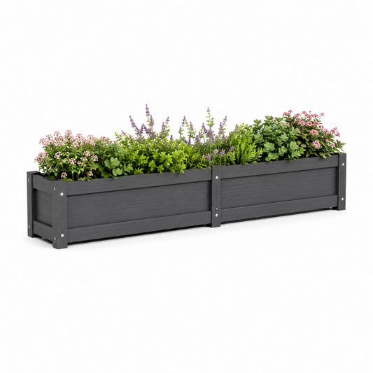 Confezione da 2 fioriere rettangolari rialzate in WPC antracite, 100 × 30 × 30 cm ciascuna