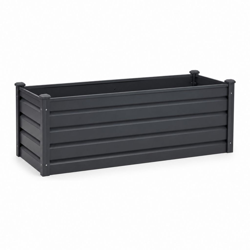 Fioriera rialzata rettangolare da esterno in acciaio zincato antracite 120 × 40 × 45 cm