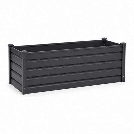 Fioriera rialzata rettangolare da esterno in acciaio zincato antracite 120 × 40 × 45 cm